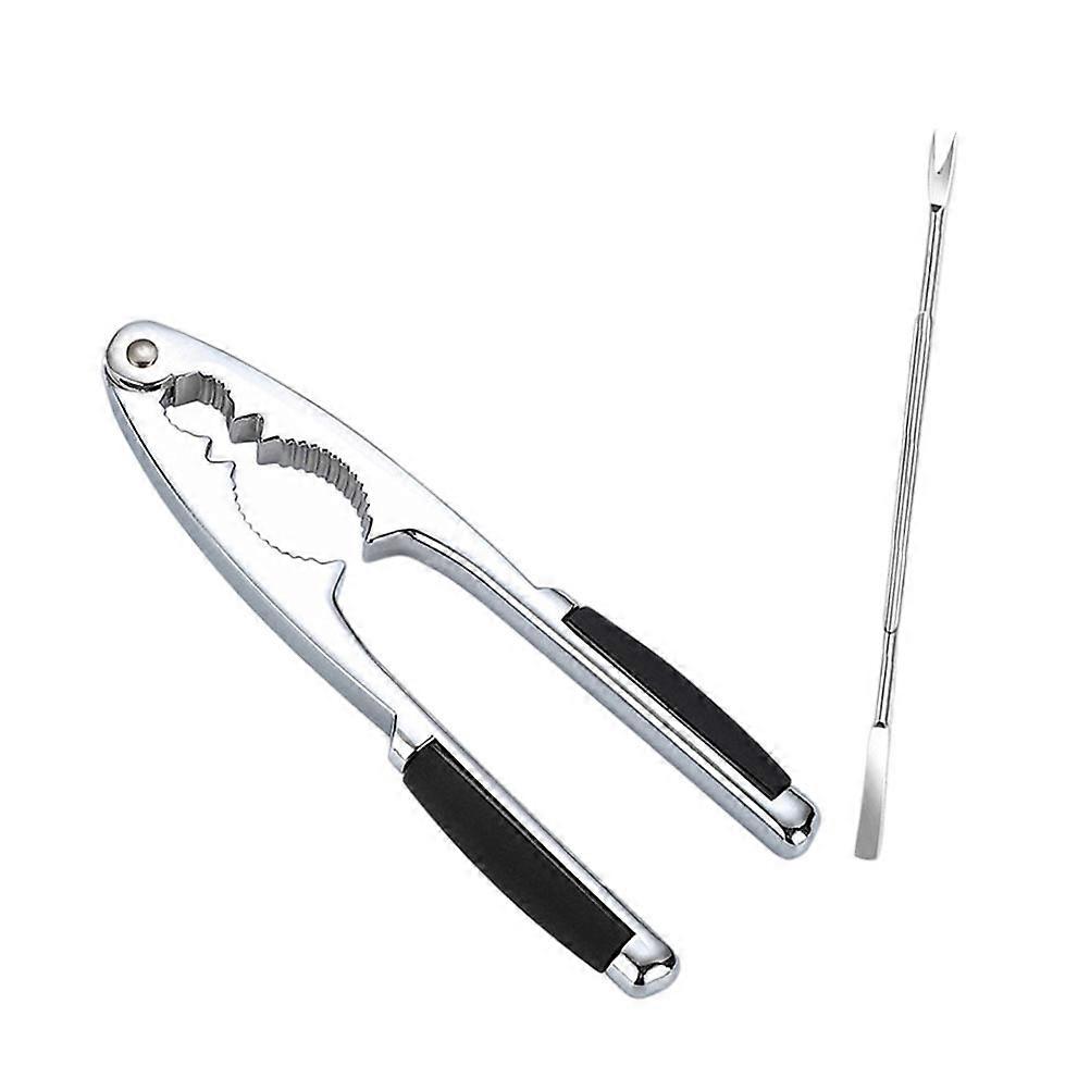 Seafood Tong Set Ergonomic Walnut Opener Crab Clamping Tool with Serrated Design Efficient Shelling Comfortable Handle 2pcs