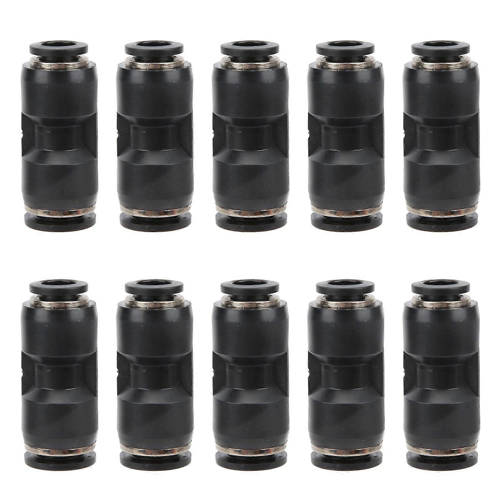 10Pcs Pneumatic Reducer Connector Stainless Steel Resin Black Straight Union Pipe Tube FittingPG16-12