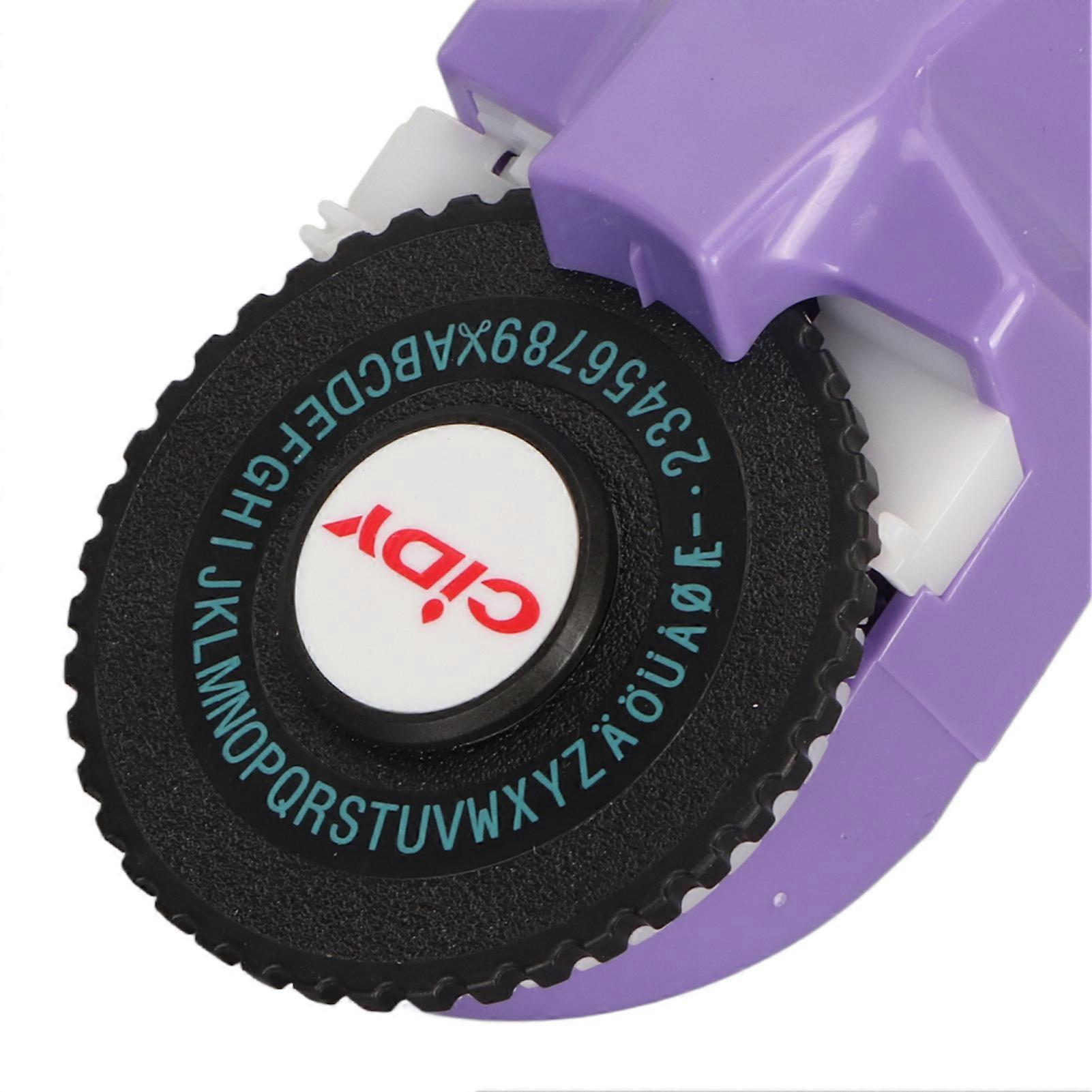 Embossing Label Maker Machine Mini Portable Ergonomic Handheld Manual Label Printer with Tapes for DIY Scrapbooking Purple