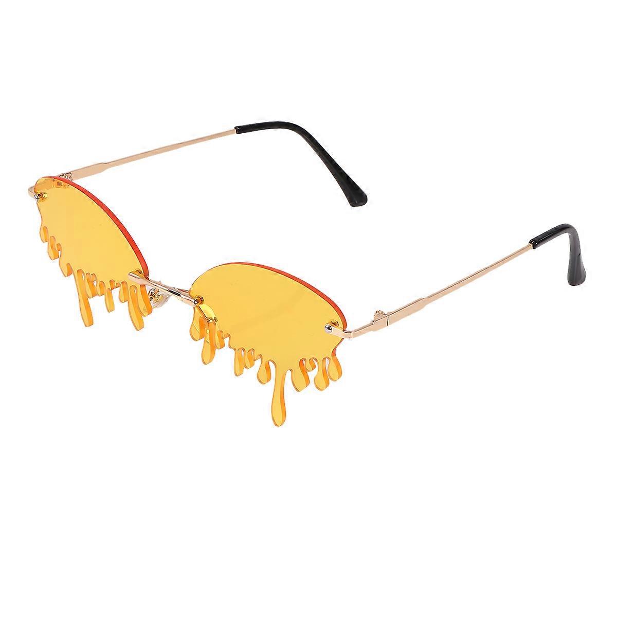 Creative Tear Style Funny Sunglasses for Women – Chic Yellow Frame Party Props for Festivals & Costume Accessories