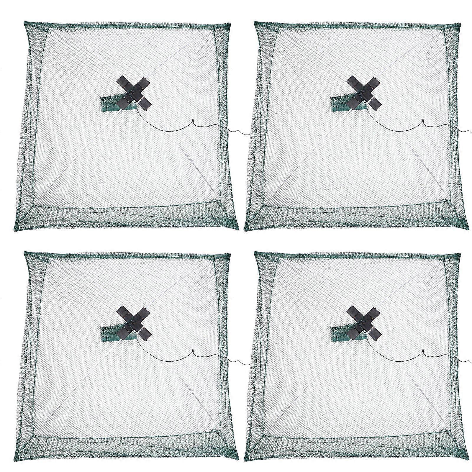 Folding Fishing Net Made of Nylon for Catching Shrimp Crabs and Fish in Sea or Fresh Water 4 Pieces