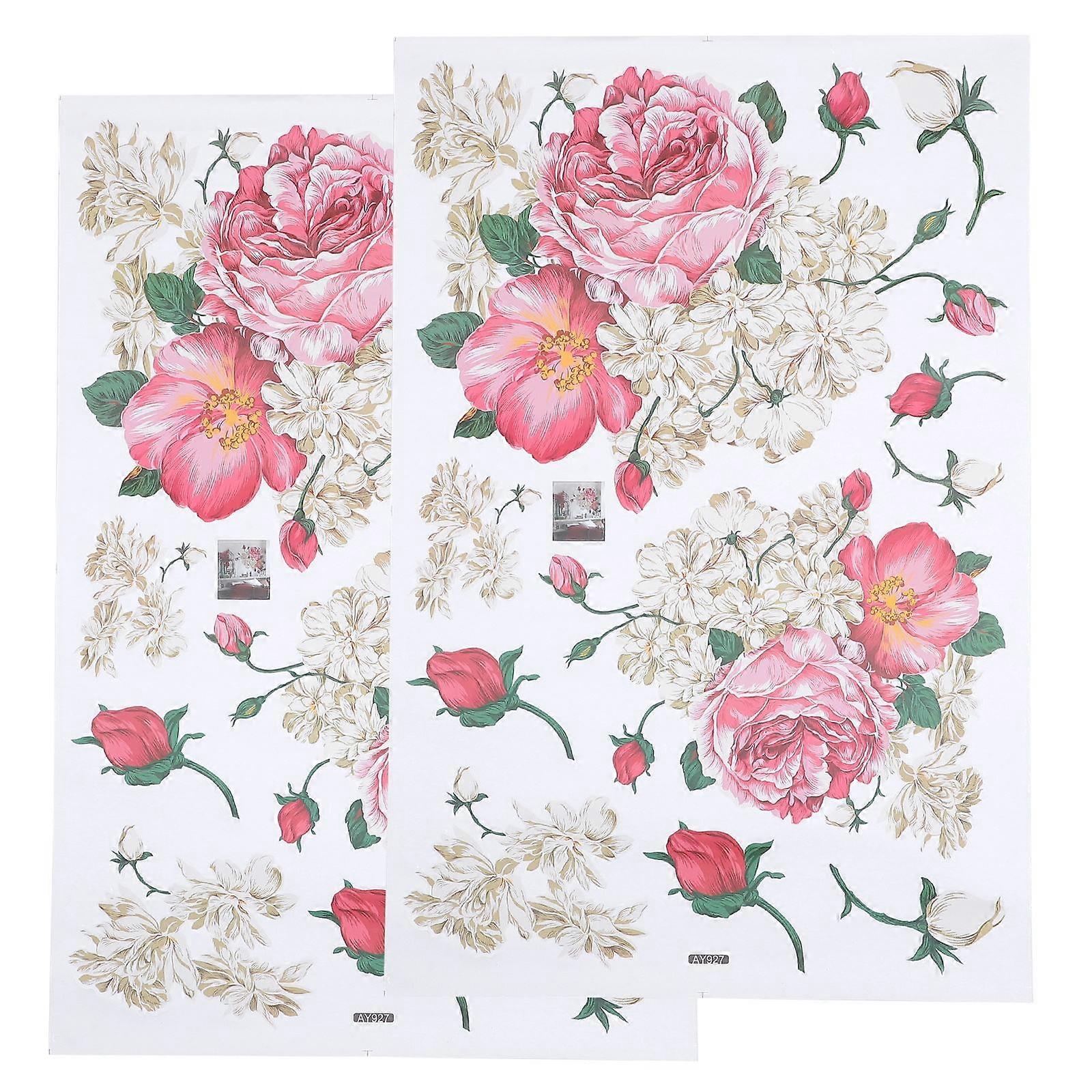 Peony Wall Stickers, 2pcs Self Adhesive Flower Decals for Home Decor, Easy Apply Floral Wall Art Background Wallpaper