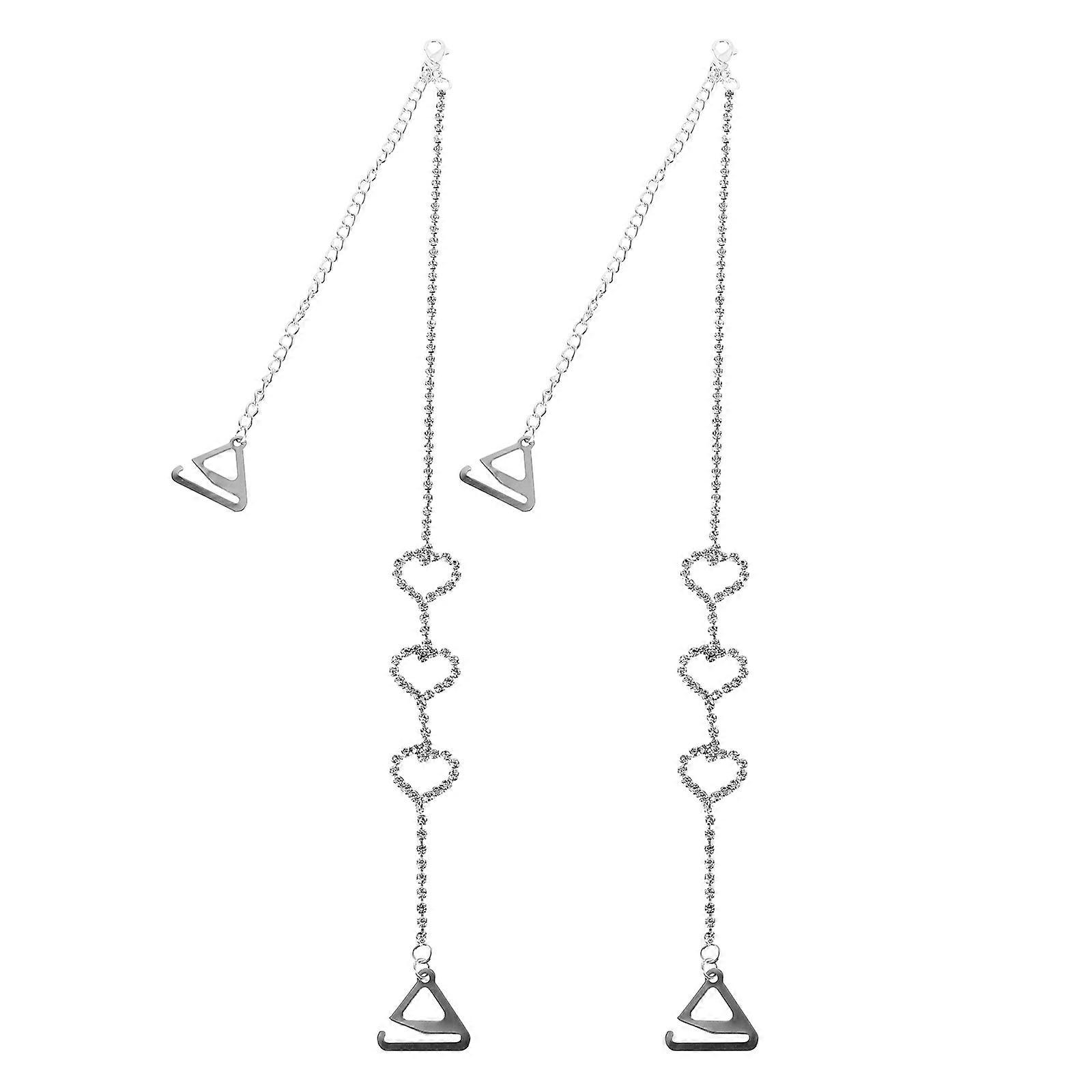 Stylish Adjustable Rhinestone Heart Shoulder Straps for Women – Non Slip Elegant Silver Accessories for Dresses and Comfortable Support