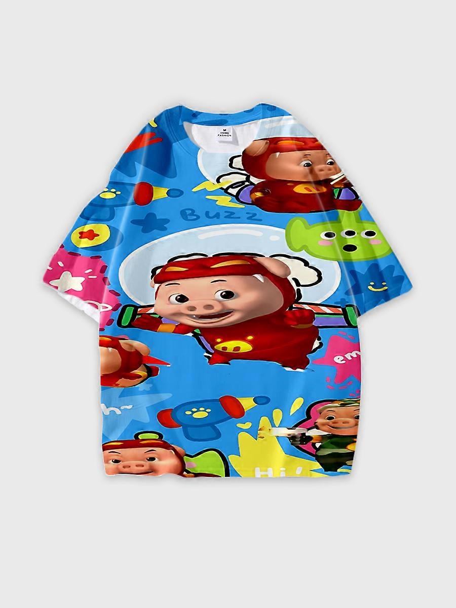 T-shirt round neck Animation Role Pattern loose short sleeve D29