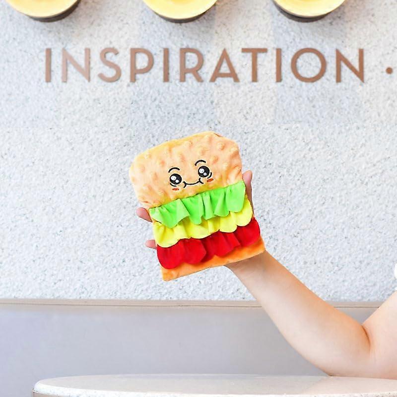 Dog Snuffle Enrichment Toy Burger Fries Cake Shape with Squeaker and Crinkle Paper Hide Puzzle Toy for Small Dogs and Puppies (Hamburg)