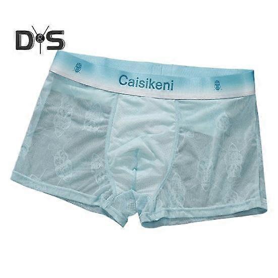 Men Boxer Underwear Mid-rise Elastic Waist Ice Silk Shorts Briefs Ultra-thin Gradient Color Jacquard Letter Print Panties