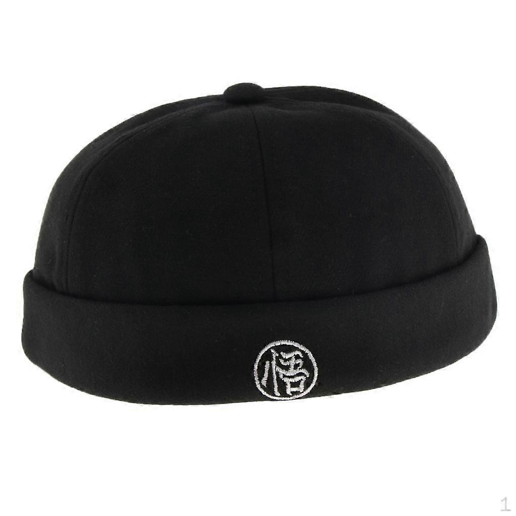 Docker Cap Hat Brimless Made of Wool Felt, Comfortable And Skin-friendly - Black, as