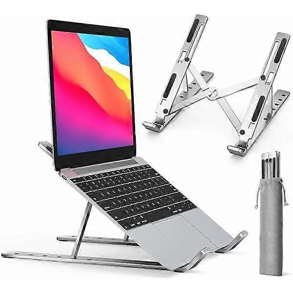 Supporto per laptop MODOU, supporto per laptop pieghevole Supporto in alluminio ventilato antiscivolo regolabile a 6 angoli compatibile con laptop, tablet - argento
