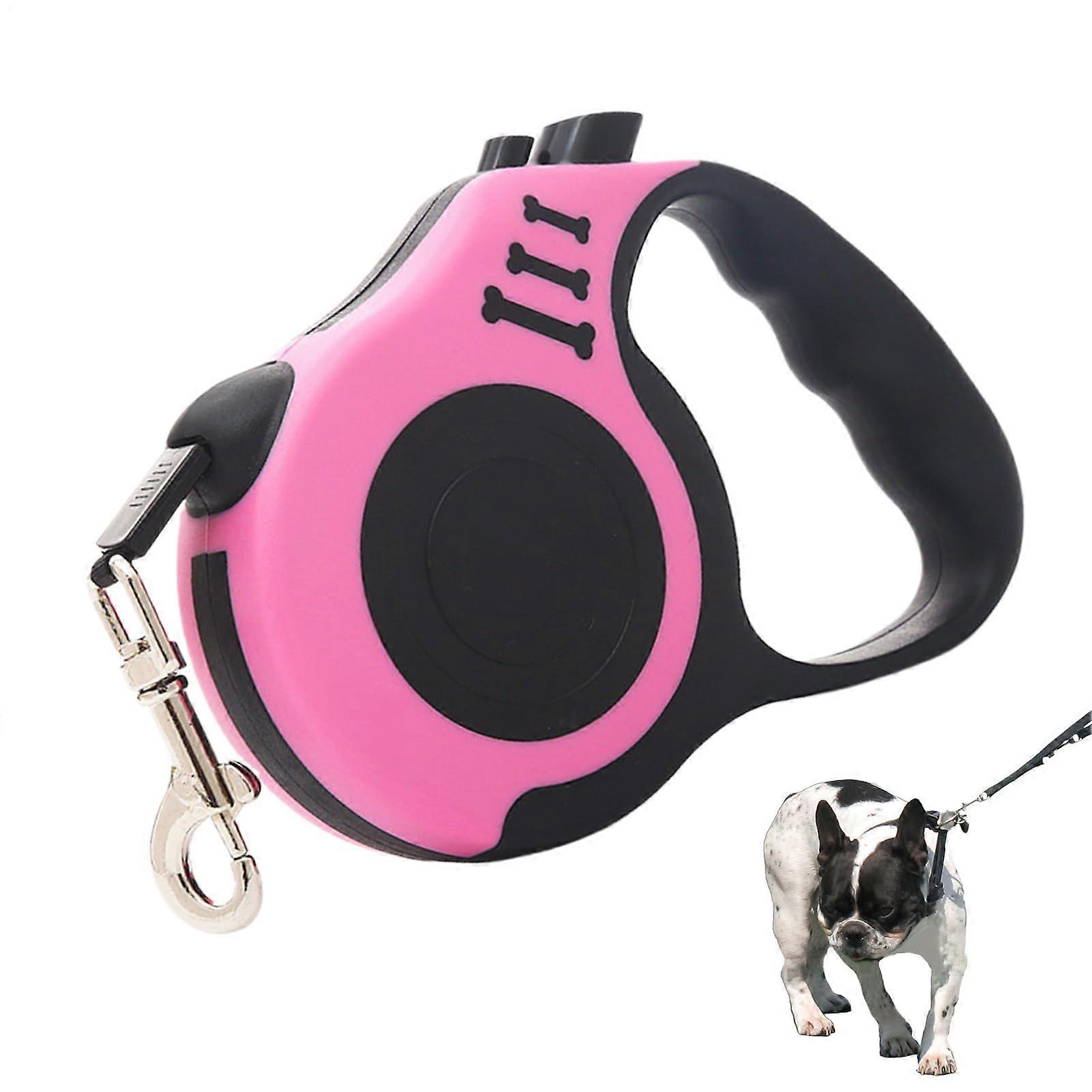 Retractable Dog Leash for Small to Medium Dogs, Automatic Walking Lead with Ergonomic Handle, Pink Color
