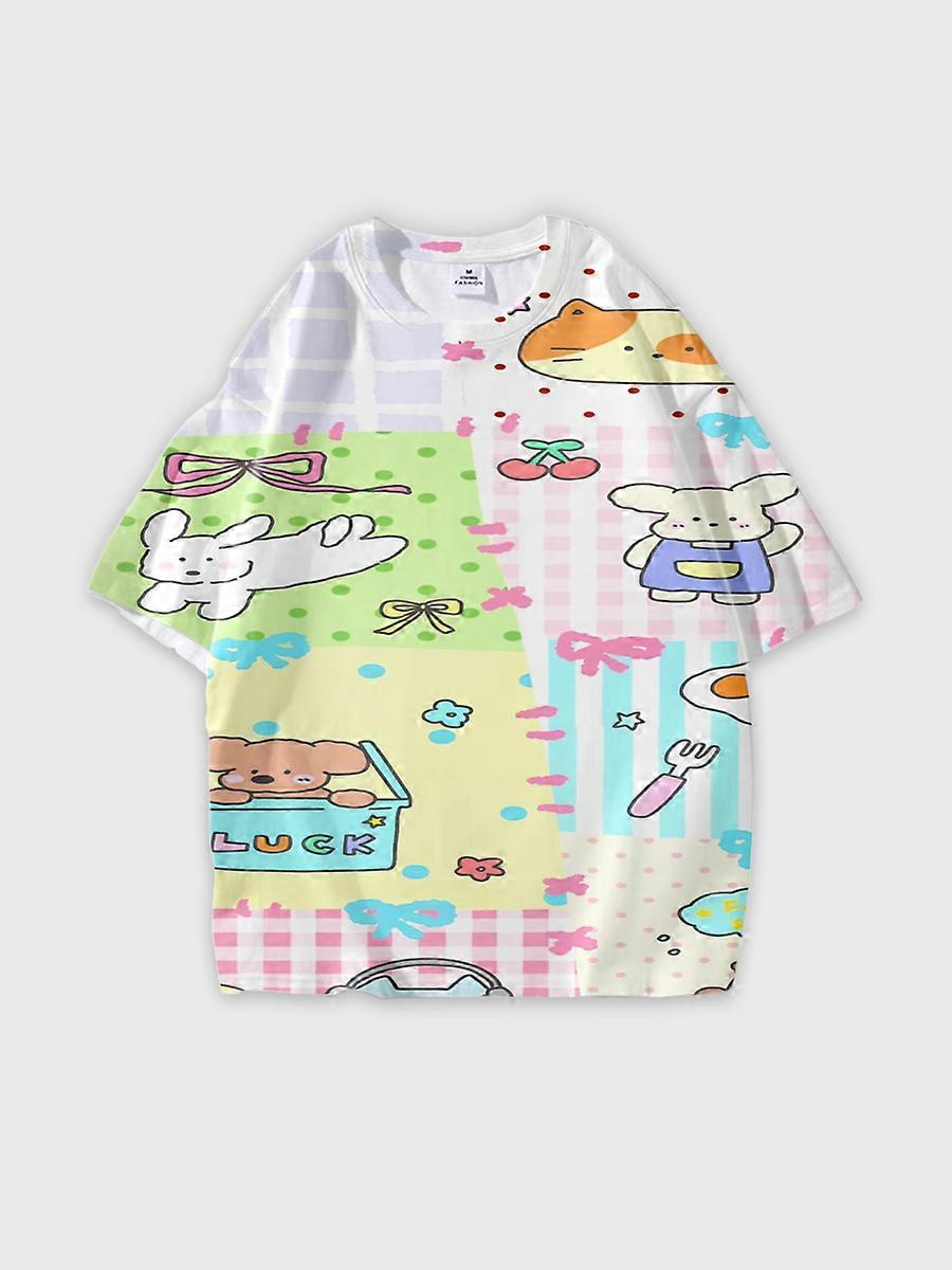 T-shirt round neck Pattern loose short sleeve P2739