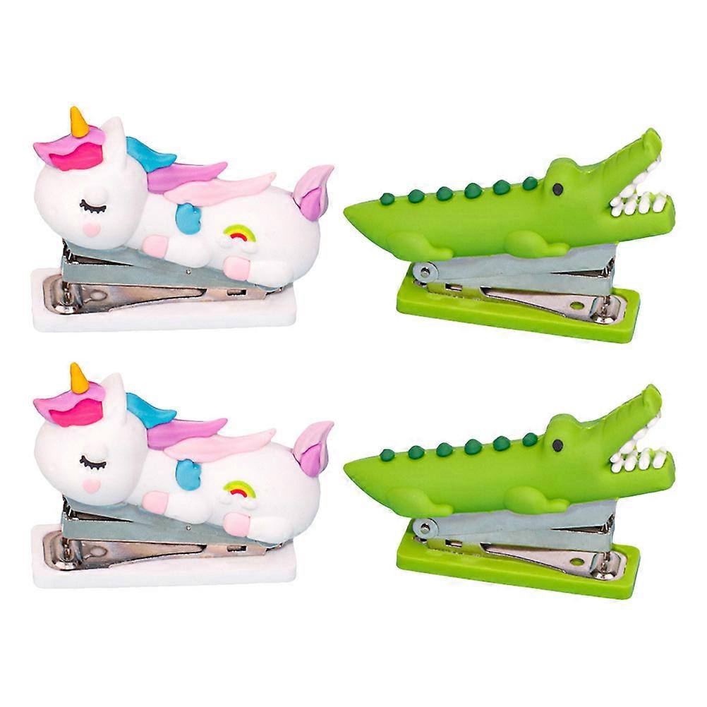 Mini Stapler Novelty Shaped For Kids Students School Use Assorted Color Silicone Efficient 4Pcs