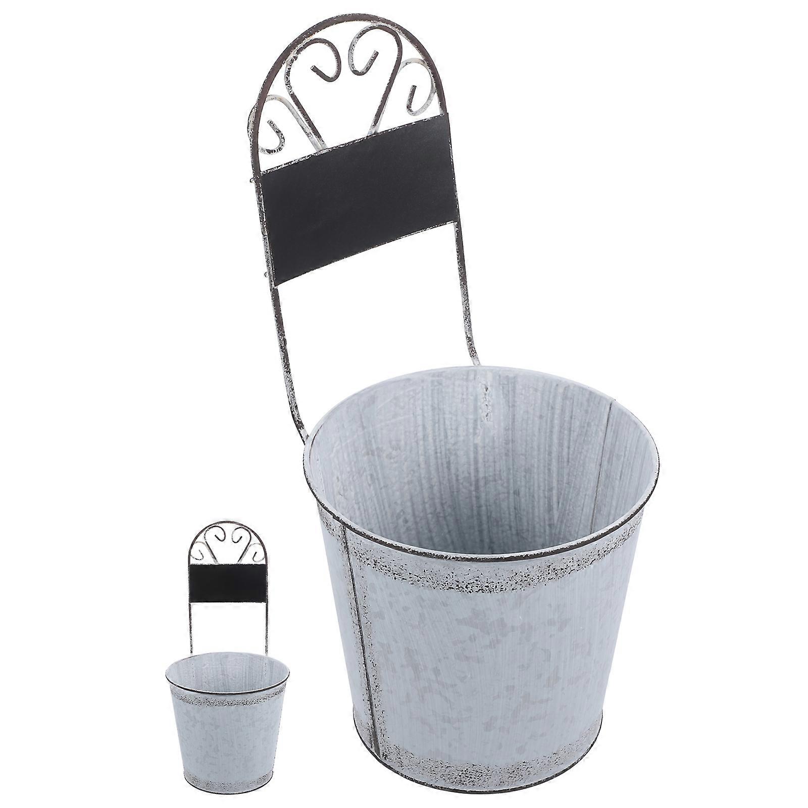 Vintage 1 Set Flower Pot Plant Holder Balcony Shop with Blackboard Design Plant Container