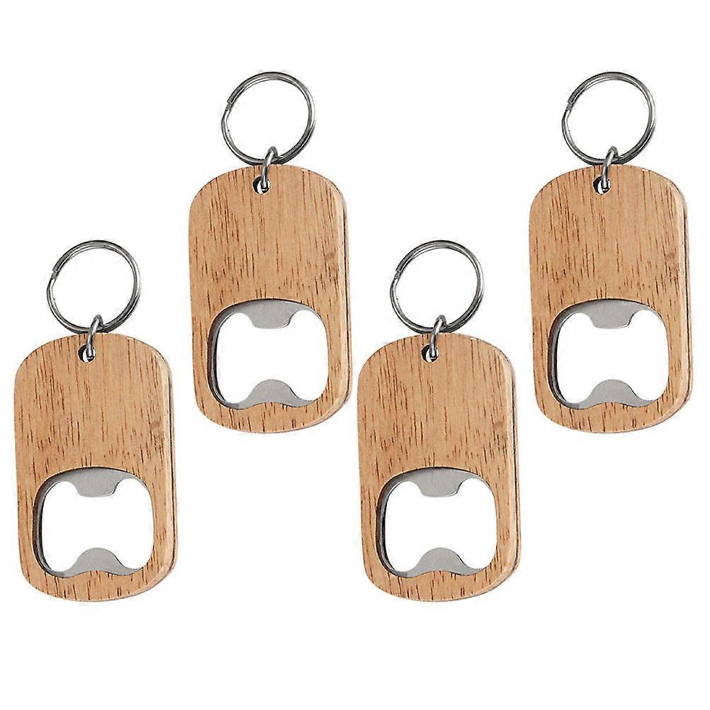 Stainless Steel Custom Bottle Opener Keychain for Men Light Brown Practical Kitchen Use 4pcs