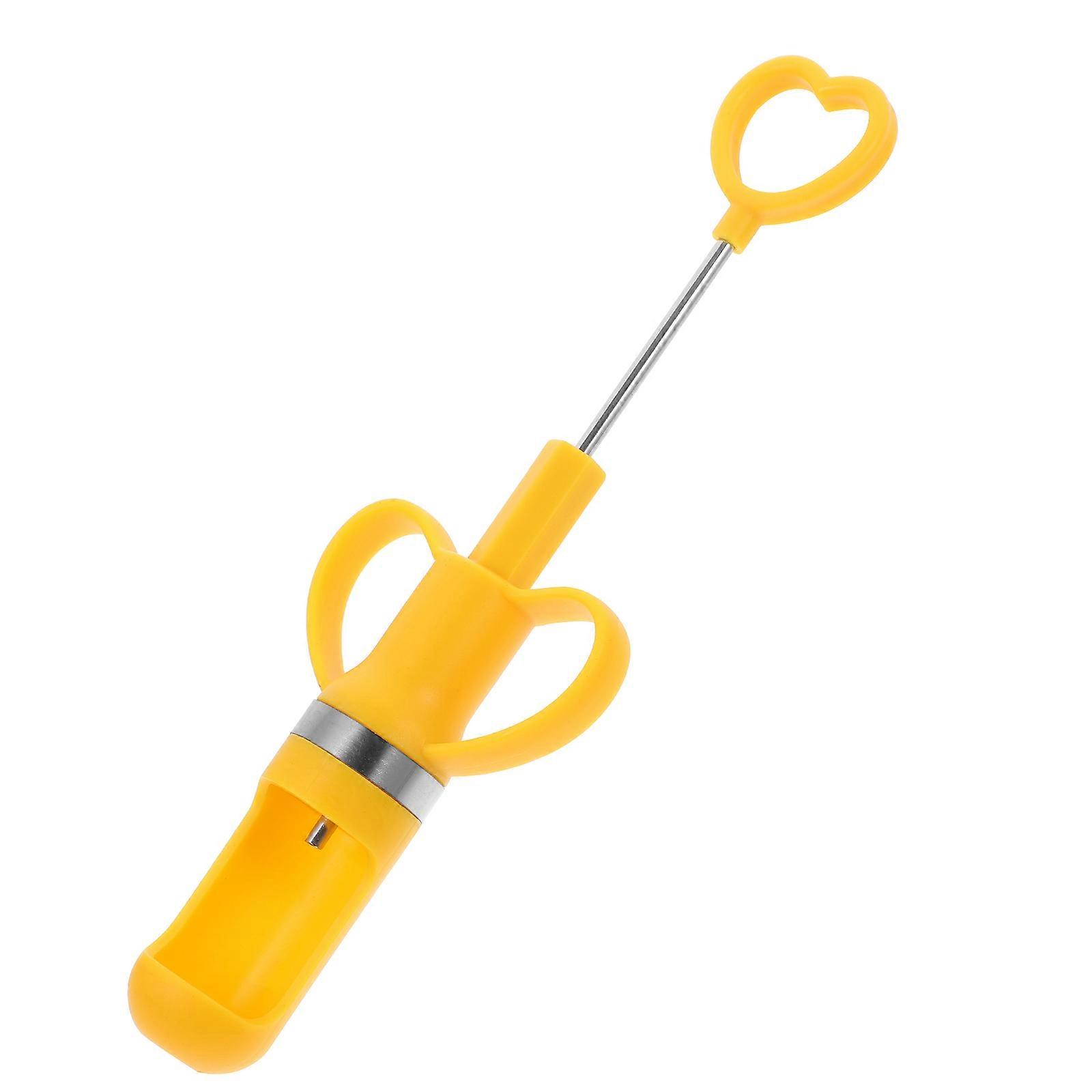 Versatile Cherry Core Remover Tool for Kitchen Use Yellow PP Material Size 7.5 x 2.5 x 1.5 Inches