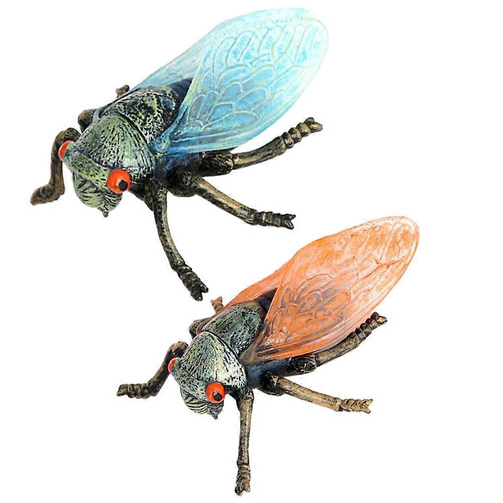 2pcs Realistic Cicada Models Educational Insect Figures Lifelike Garden Desktop Decoration