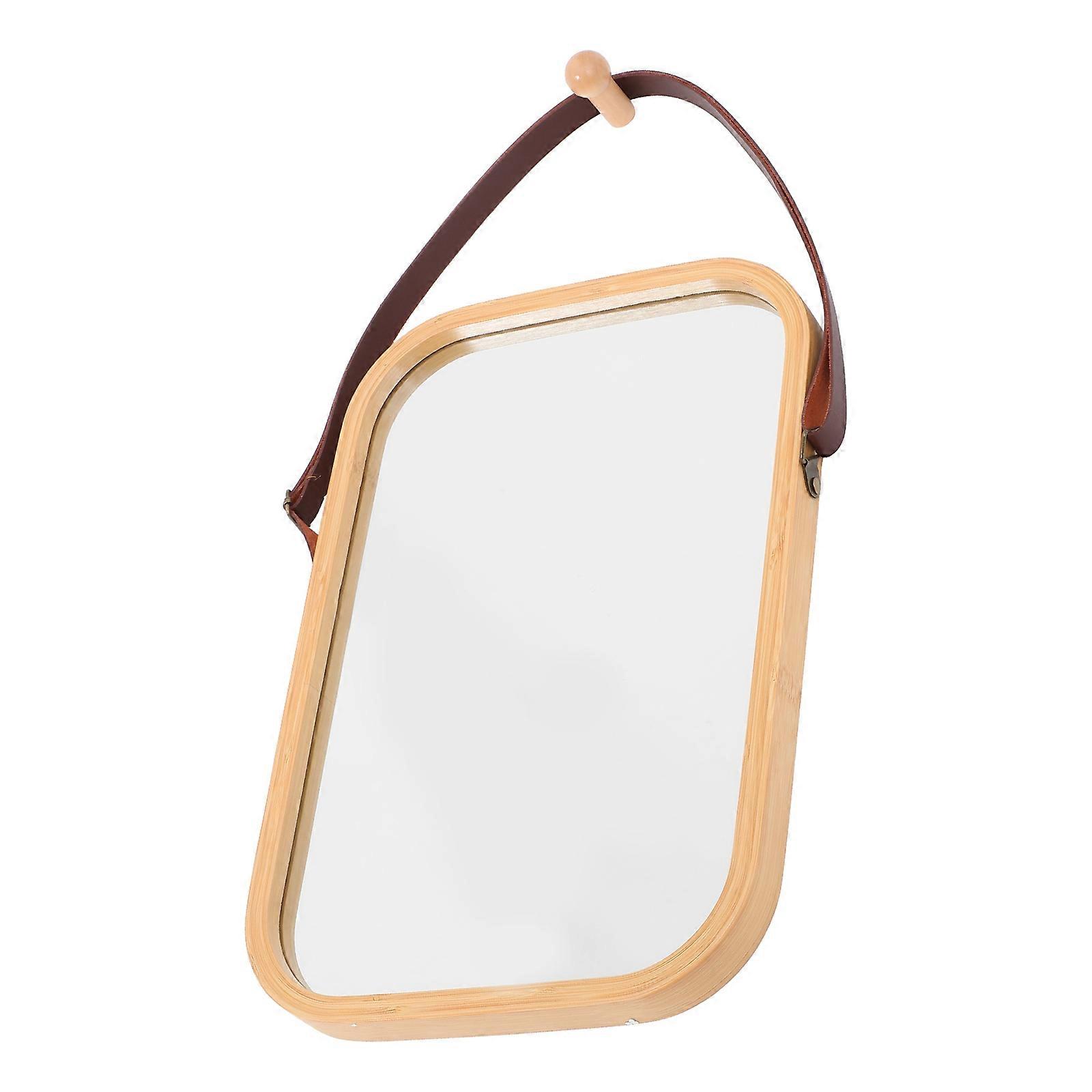 Rectangle Vanity Mirror Bamboo Material Sleek Design Makeup Application Grooming Homeowners 1Pcs