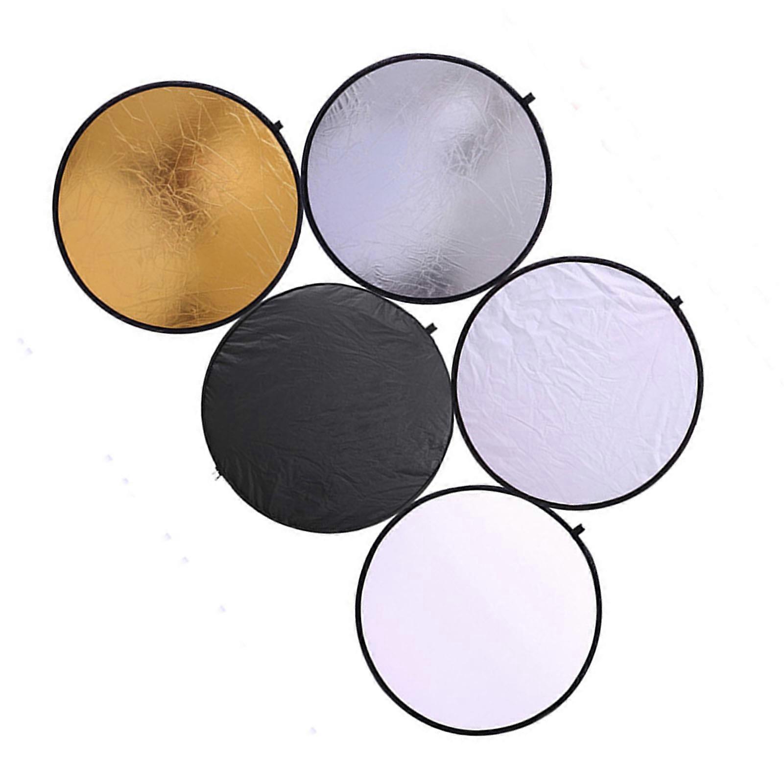 Light Reflector 80CM 5 in 1 Multi Disc Collapsible Circular Reflector for Photography Translucent Silver Gold White and Black