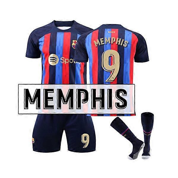 FCバルセロナホームキット2022/2023メンフィスNo.9サッカージャージ3ピースキット子供用大人用