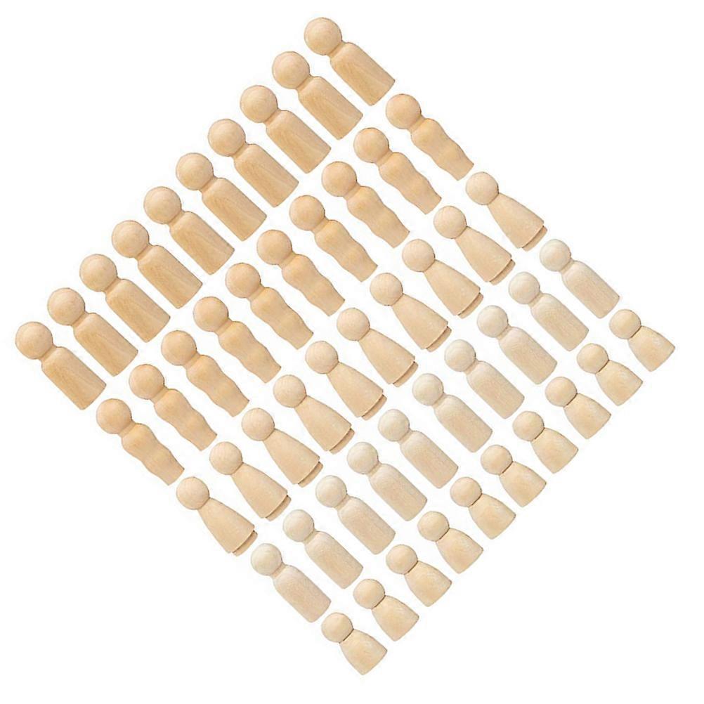Creative DIY Wood Doll Set for Decoration Assorted Color 50 Pieces