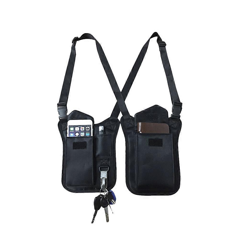 Black Hidden Underarm Shoulder Bag Made of Durable Waterproof Nylon for Safe Storage Use Adjustable Size Fits All