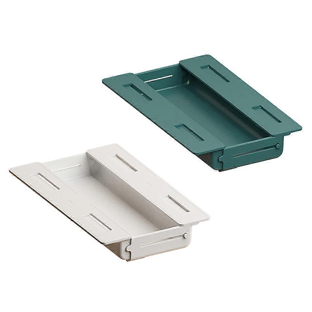 Slide Out Drawers Stationery Organization Rectangular Abs Material Green 2Pcs