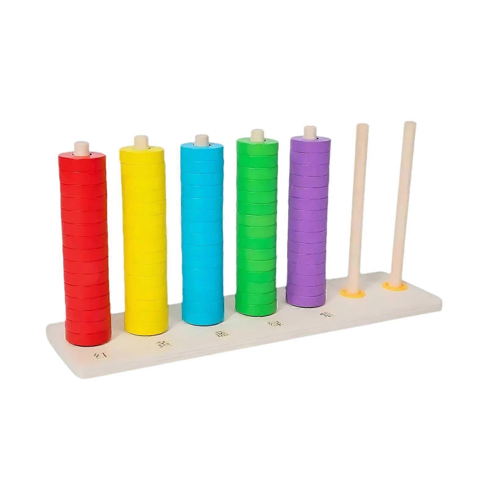Maths Tools for Kids Counting Rod Tool with Stand - Rainbow Ring Maths Counter First-Grade Colorful Calculation Toy