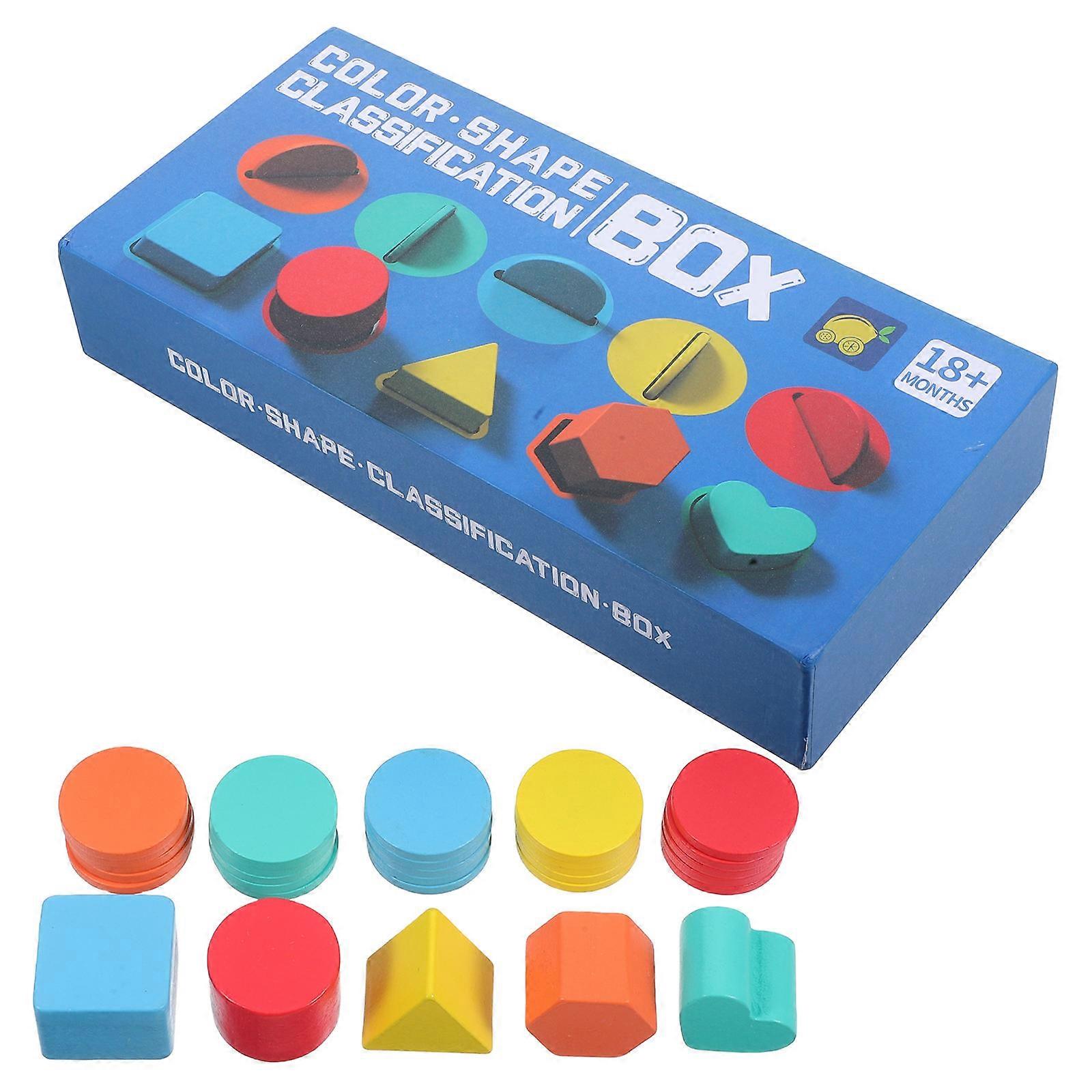 Colorful 1 Box Wooden Shape Sorting Box for Shape Recognition
