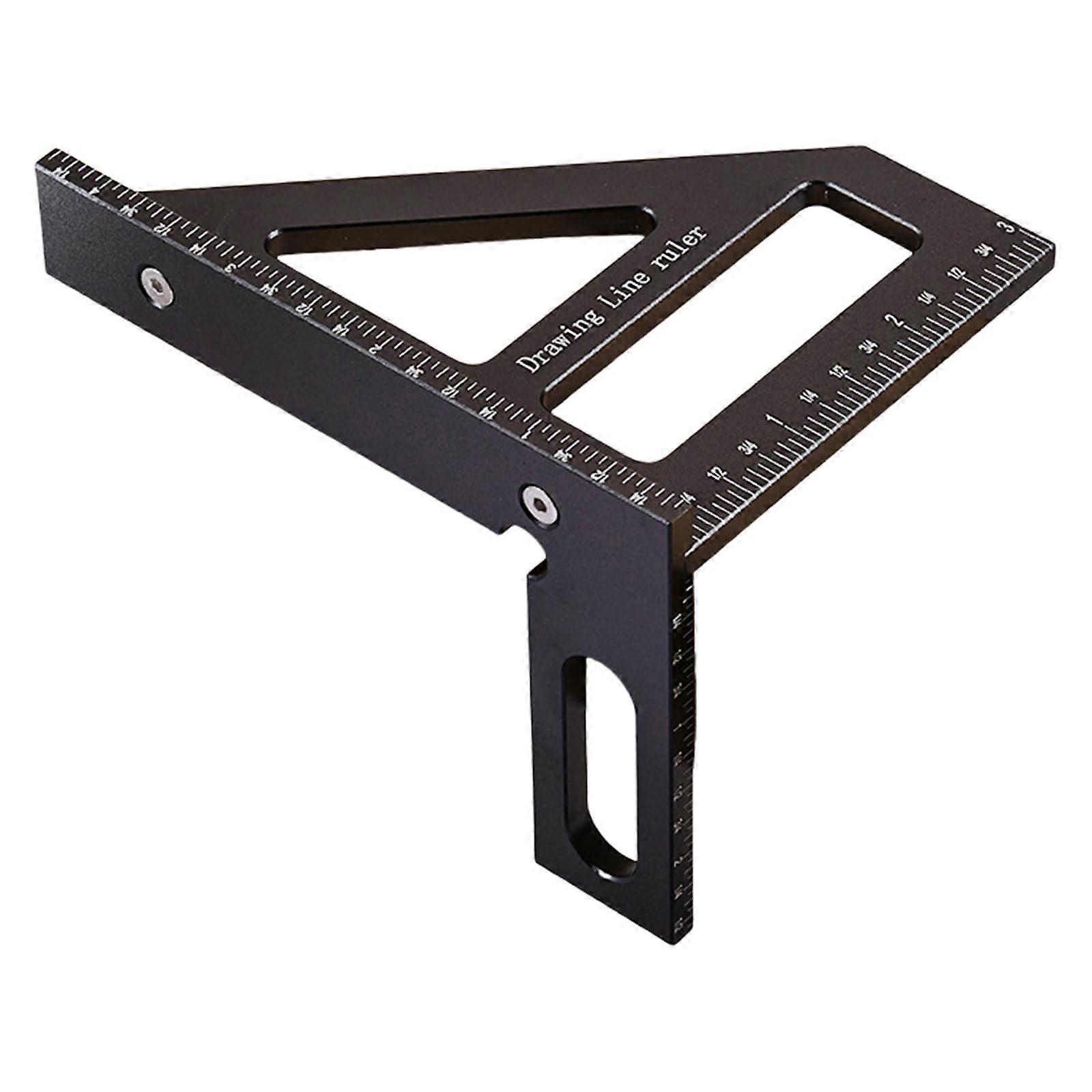 45 90 Degree Carpenter Square, Triangular Metal Ruler, Angle Measuring Tool for Precision in Furniture Making, Black