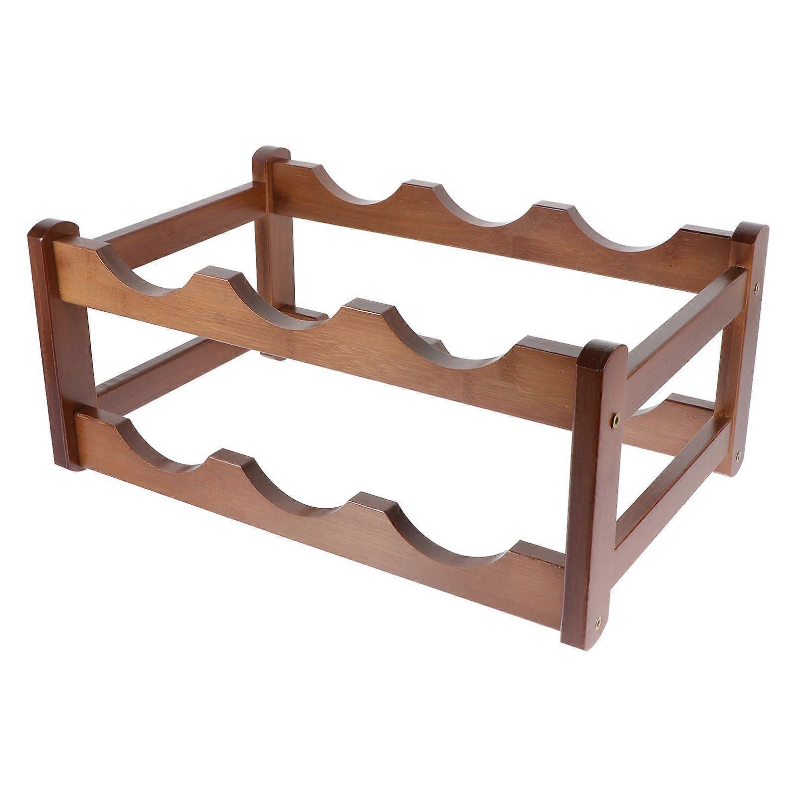 Solid Wood Double Layer Wine Rack Stable Countertop Holder for Kitchen, Bar, or Pantry Storage and Display, Smooth Finish Organizer for Home Use