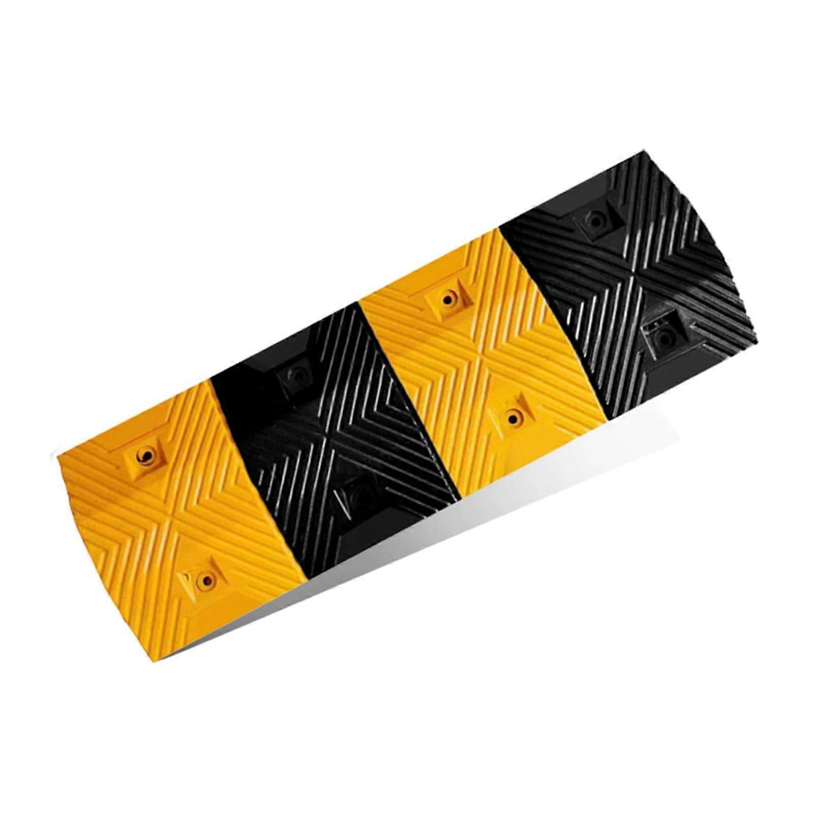 100 cm rubber speed bumps, modular entry speed bumps, 27,000 lbs load capacity for school parking lot entrances (100x35x4 cm).