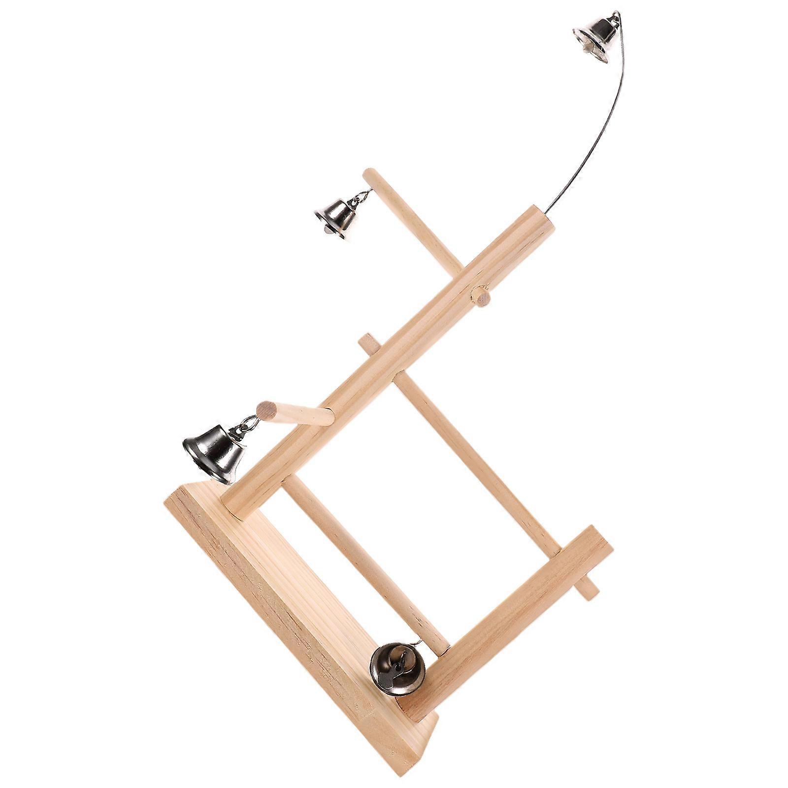 Natural Wood Bird Playground Parrot Playstand Exercise Perch for Cockatiel 1 Set