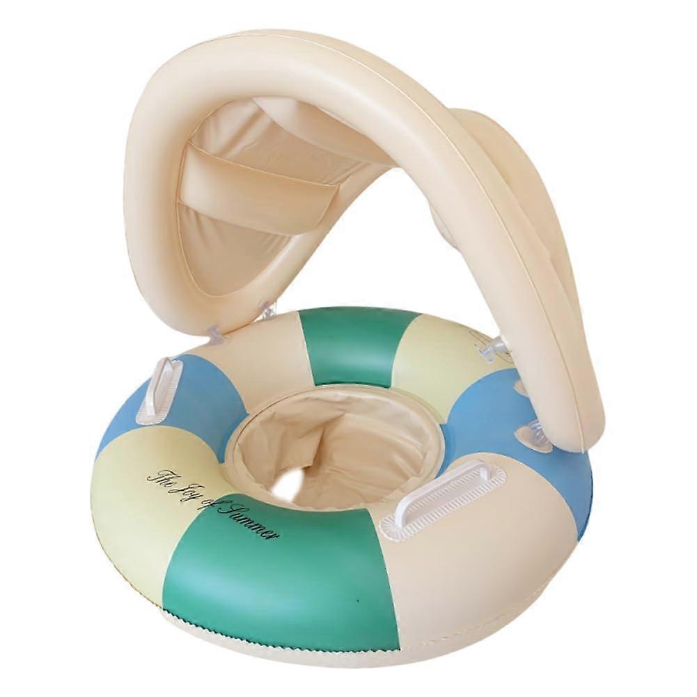 Generic Baby Swim Ring Floaties with Handles Seat Swim Float Tube with Sunshade Canopy Inflatable Pool Floats for Toddlers Green