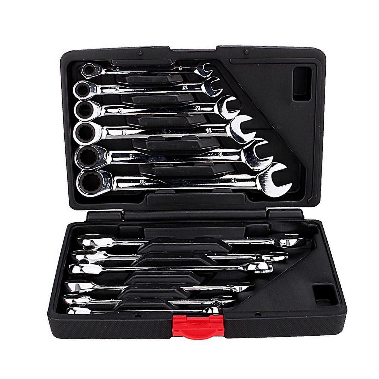 Ratchet Wrench Set, 12-Piece Box-End, 8-19 mm, Ideal for Car Repairs, Automotive Tool Kit