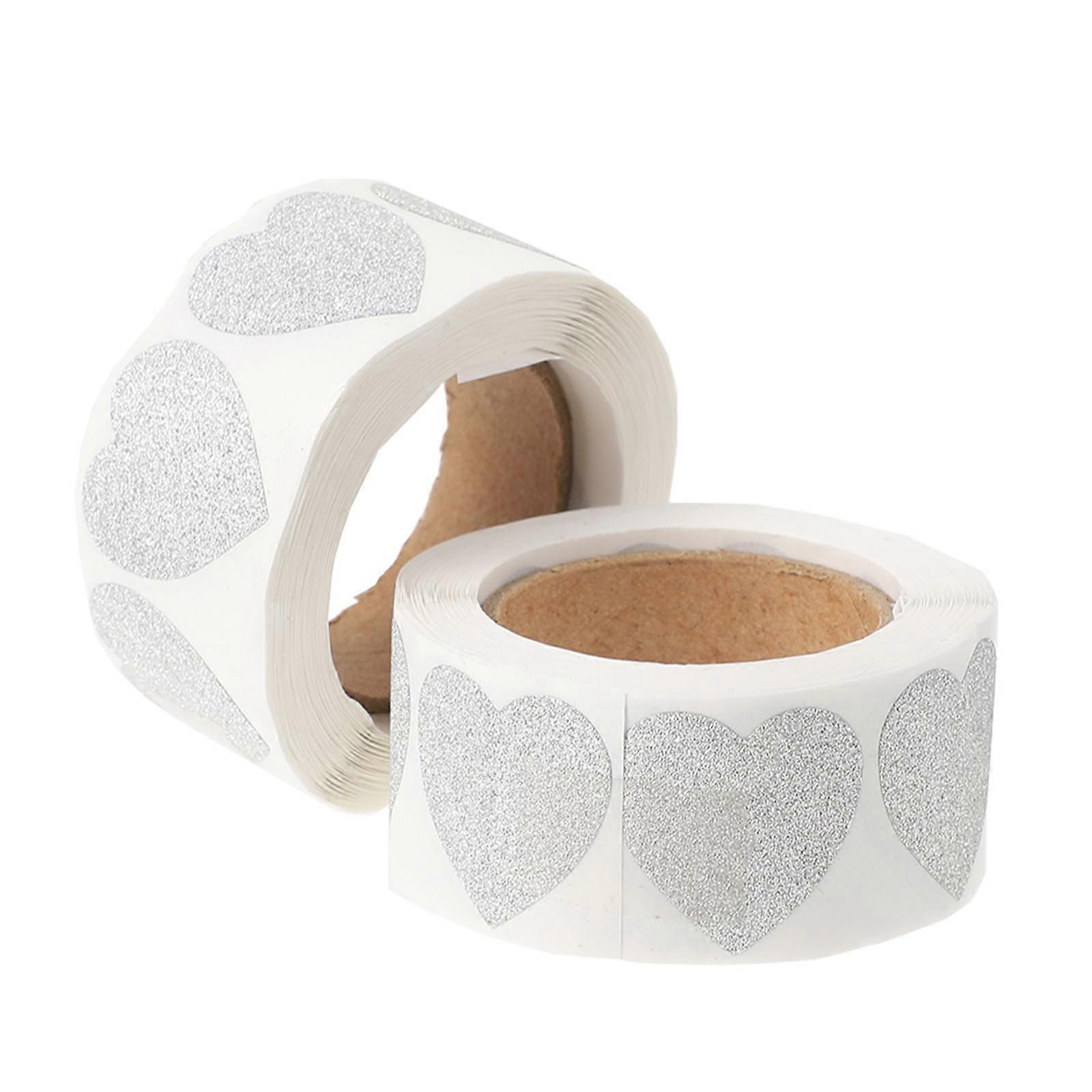 Sealing Stickers For Home Use 2 Rolls Heart Shape Decorative Labels Suitable For Biscuit Bags And Candy Bags