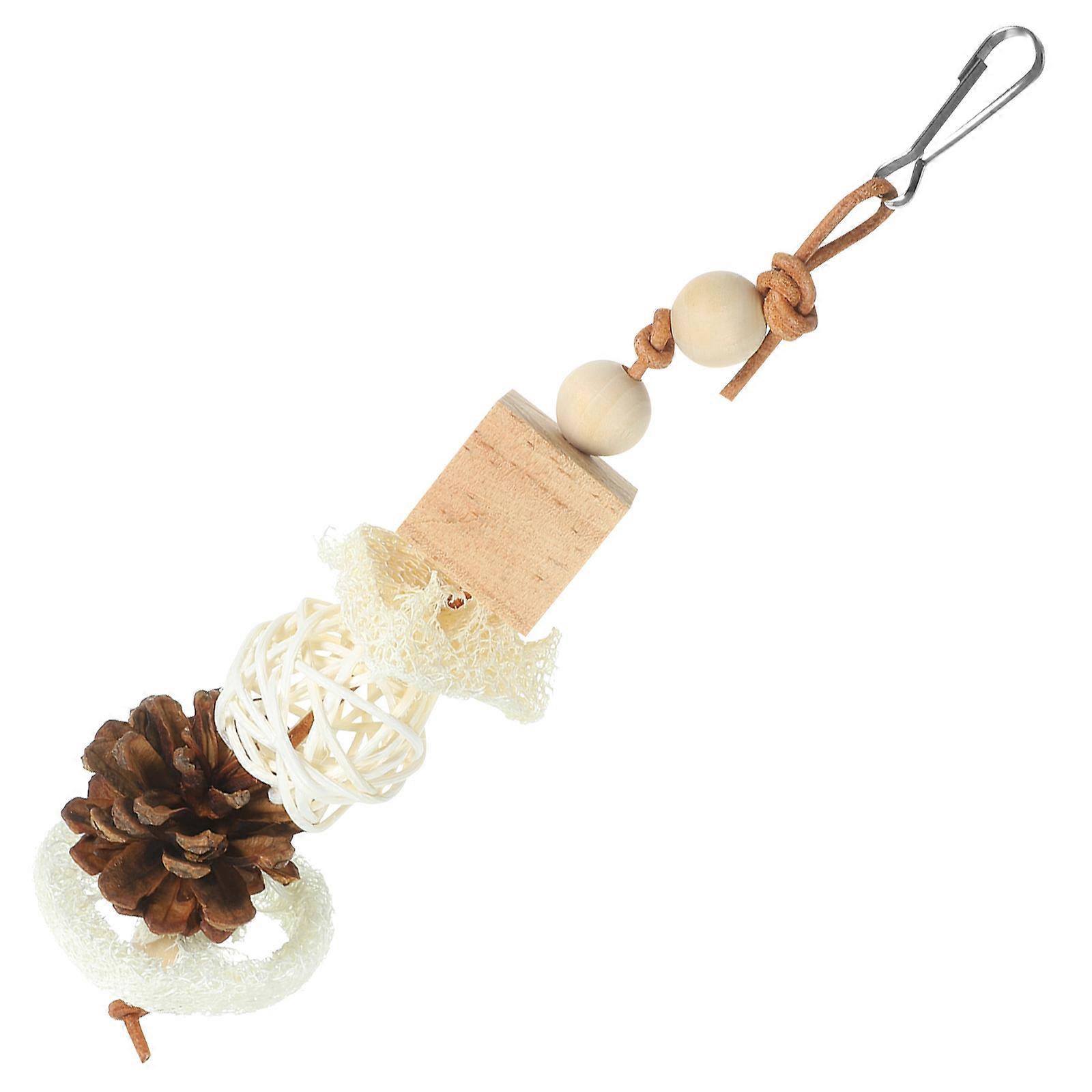 Wooden Bird Toy for Pet Use Assorted Color Safe Durable Material with Hook Easy to Install 7 inches