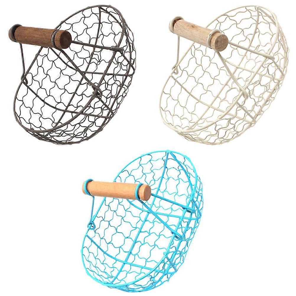 Pantry Storage Baskets Metal Fruit Basket For Kitchen Countertop Home Organization Portable Rustic Style 3Set