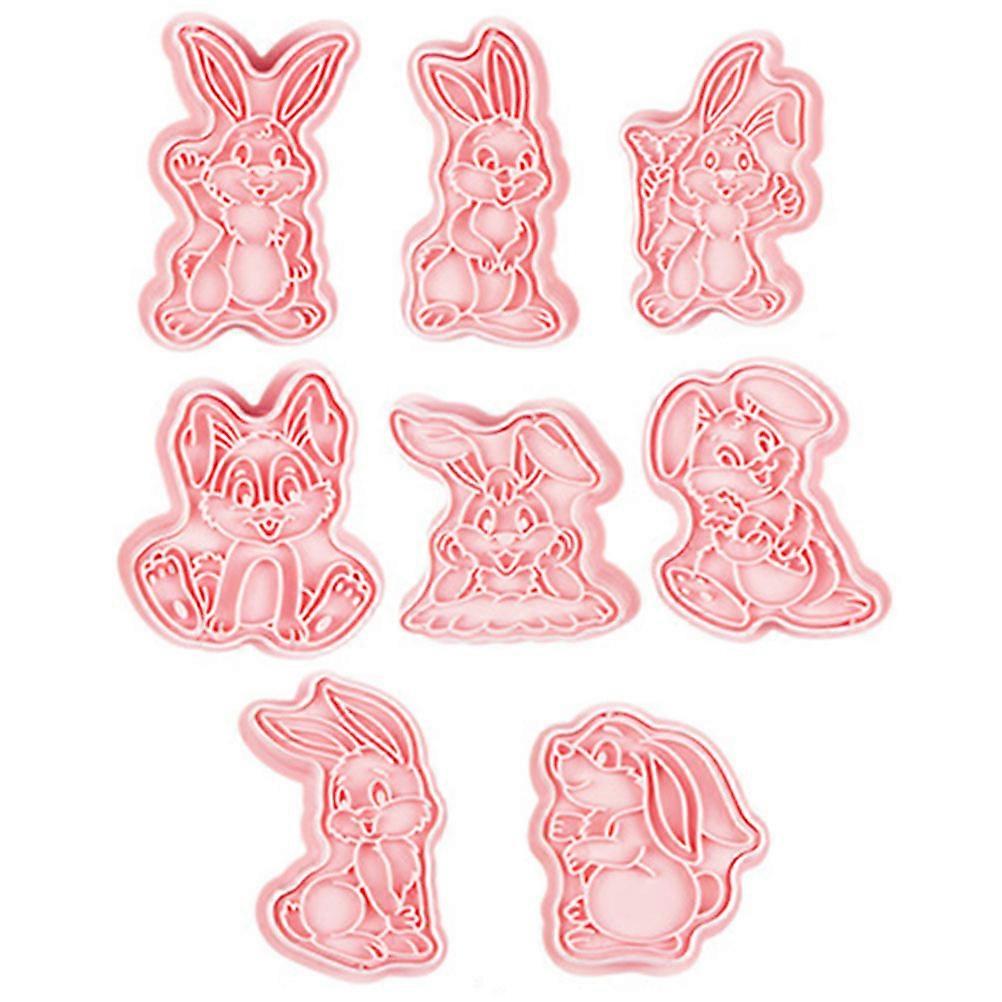 Hand Press Baking Mold Cookie Baking Molds New Year Theme 3D Rabbit Shape Easy Demoulding 8Pcs