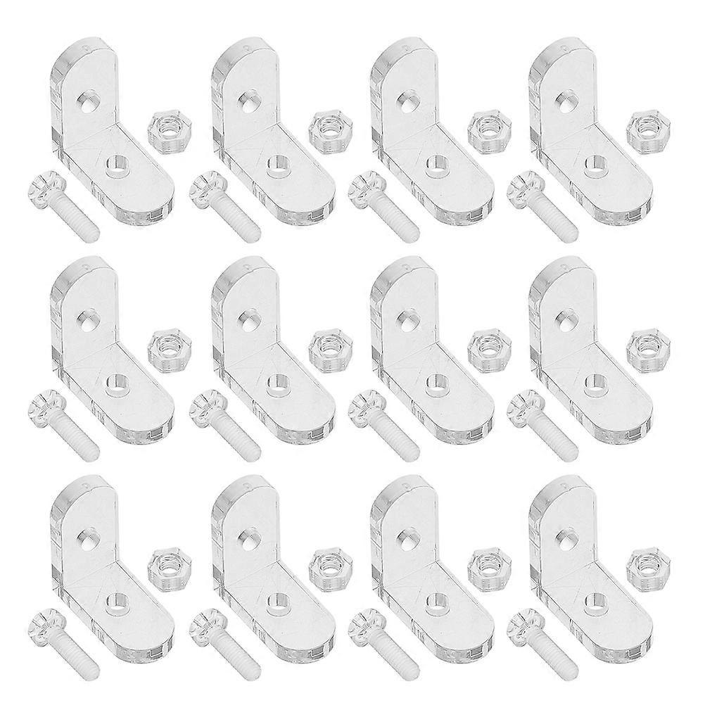 40Pcs L Brackets Transparent Acrylic Corner Bracket 90 Degree Shelf Support Right Angle Brace