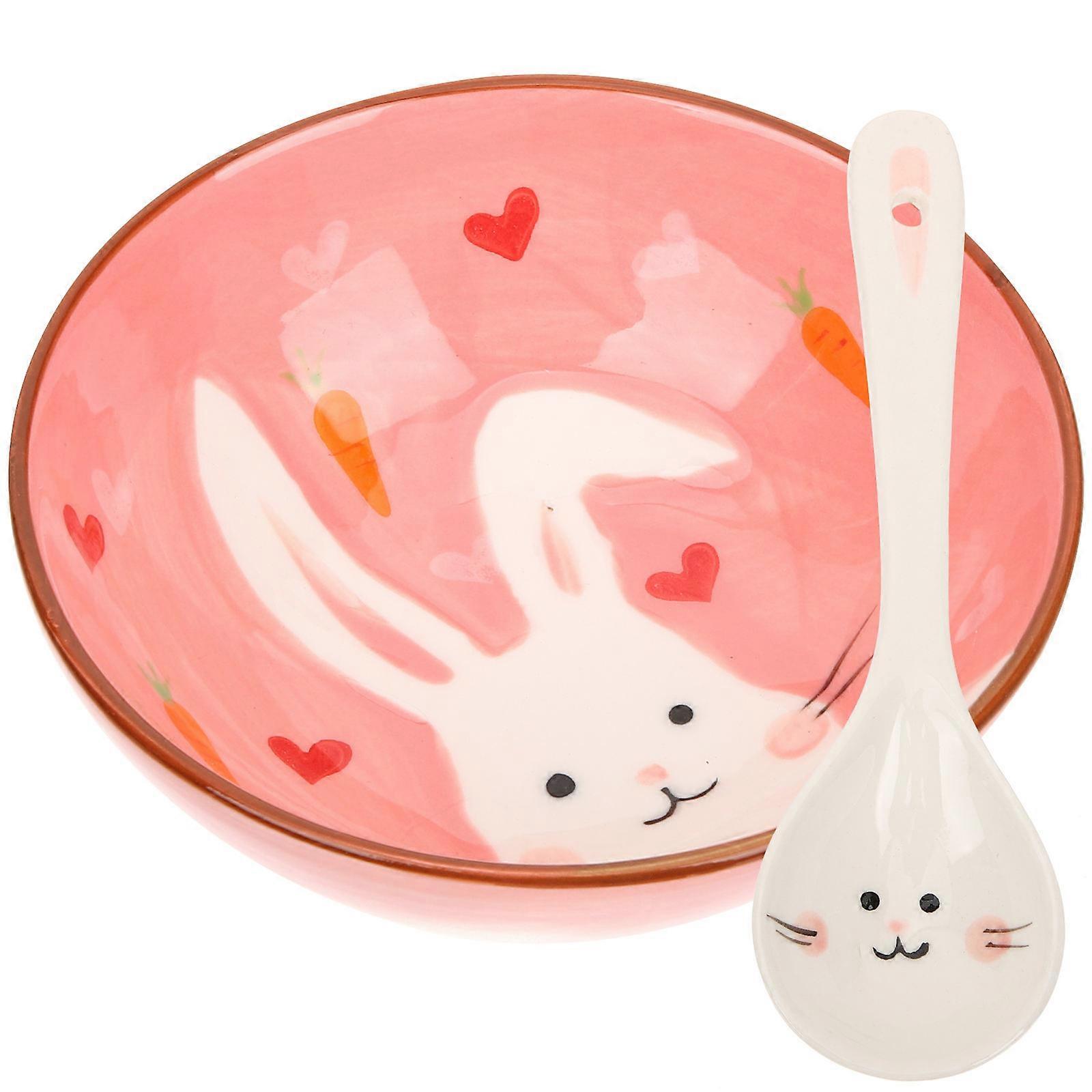 Household Dinnerware Kit With Round Decorative Bowl And Spoon Set For Single Person Practical Multi Color 1 Set