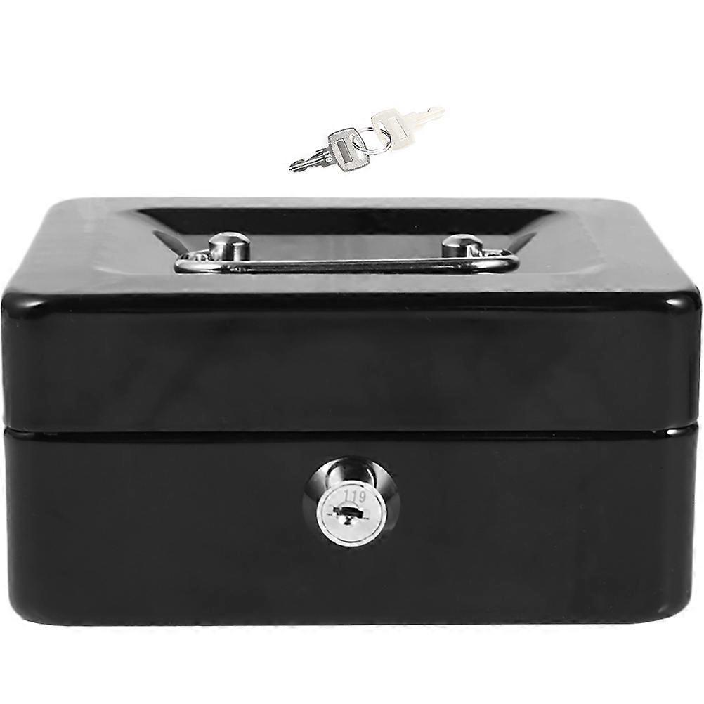 Portable Lockable Storage Box for Jewelry and Keepsakes for Shop Use in Elegant Black Made of Steel with Size 20X16X9cm and 1 Set
