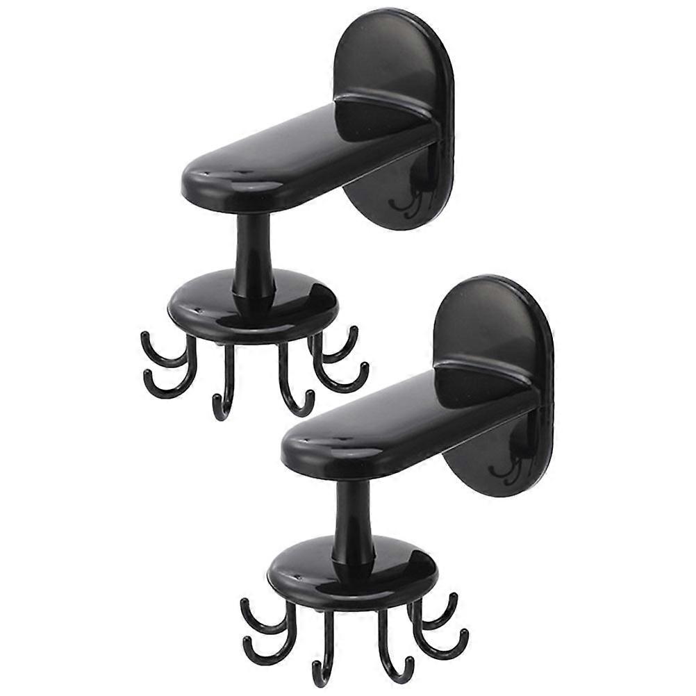 Dish Towel Holder 2Set Kitchen Storage Rack For Bathroom Offering Durability And Convenience With Rotary Hooks In Black