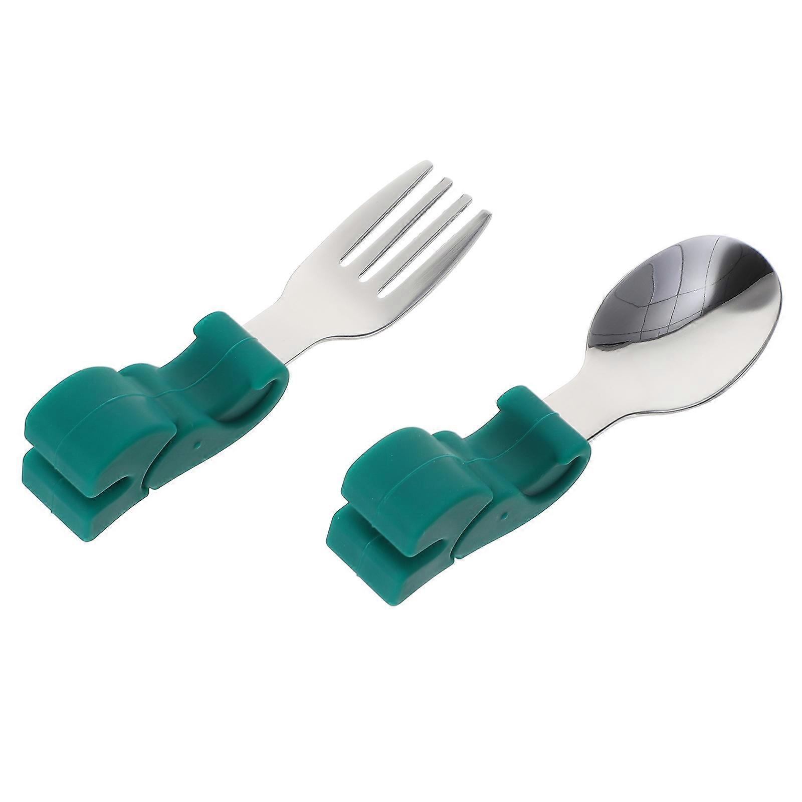 Spoon and Fork Set with Handle for Smooth, Safe Feeding – Includes Storage Box