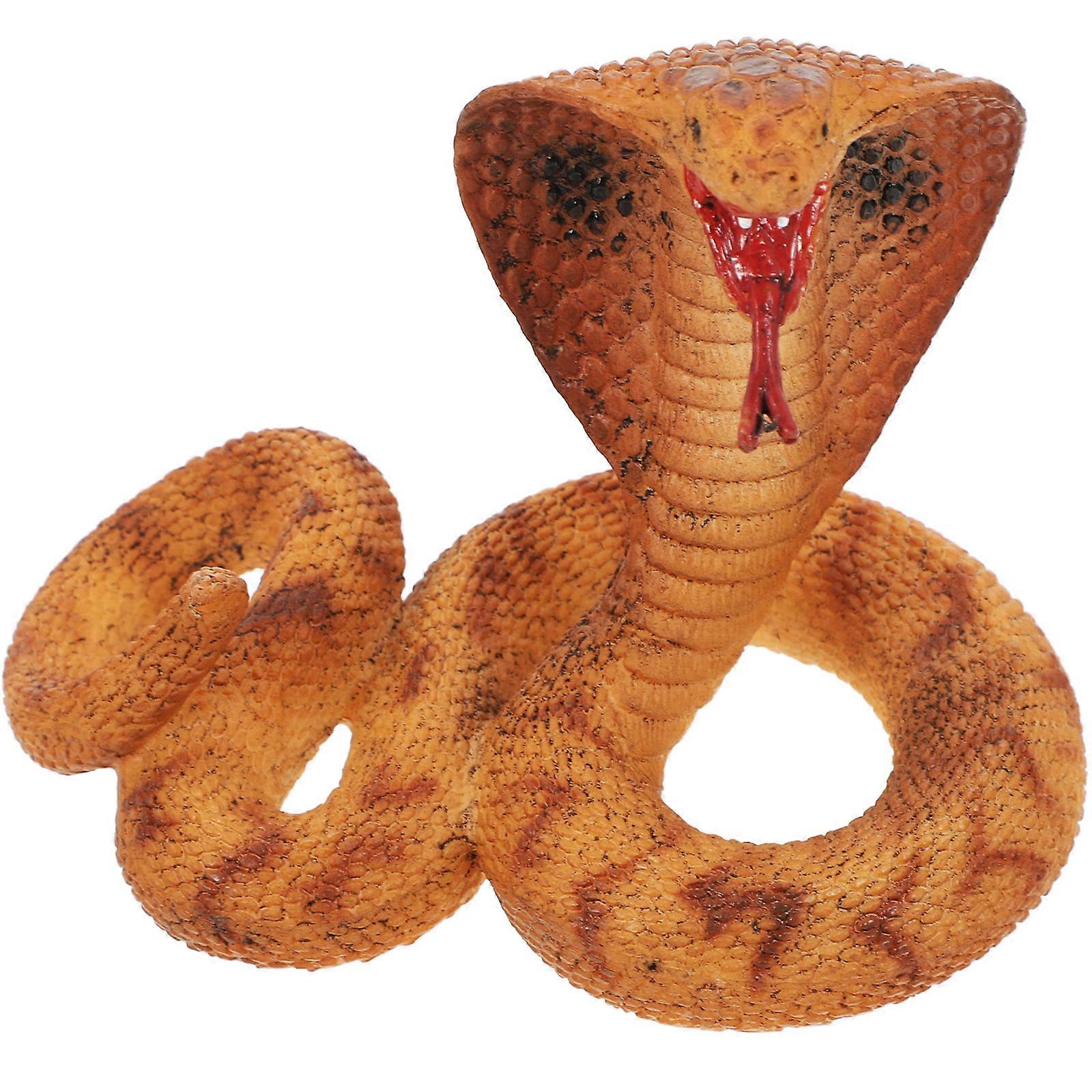 Durable Plastic Cobra Figurine Simulation Snake Model for Decoration and Kids Cognitive Toy Lightweight Portable 7 inches