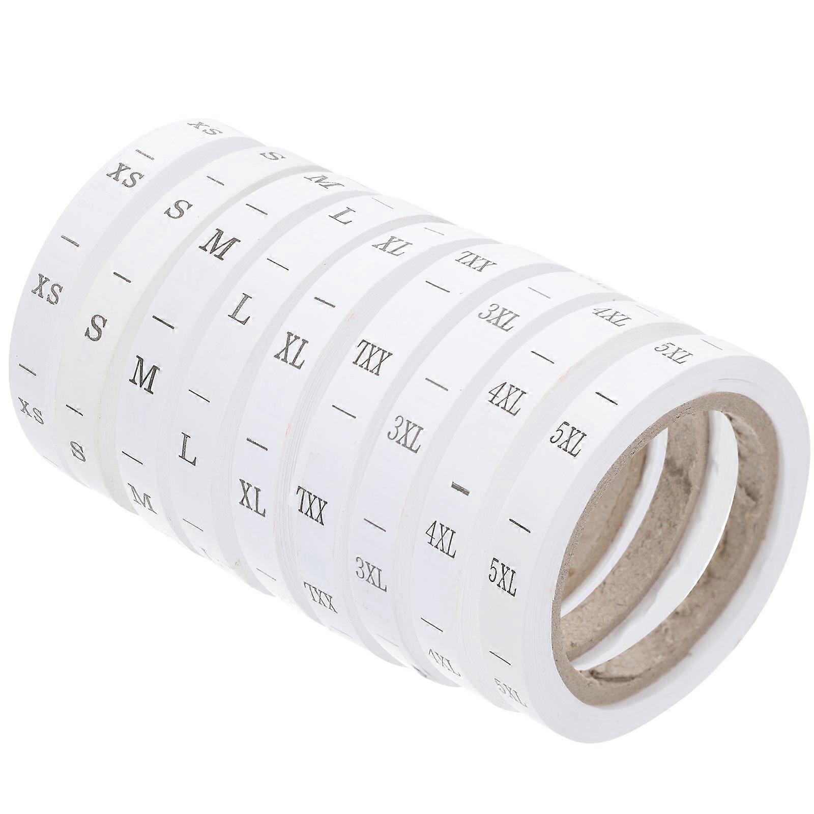 Universal Apparel Size Tag For Clothing Retailers 100x2.5cm Simple White Labels 8 Rolls