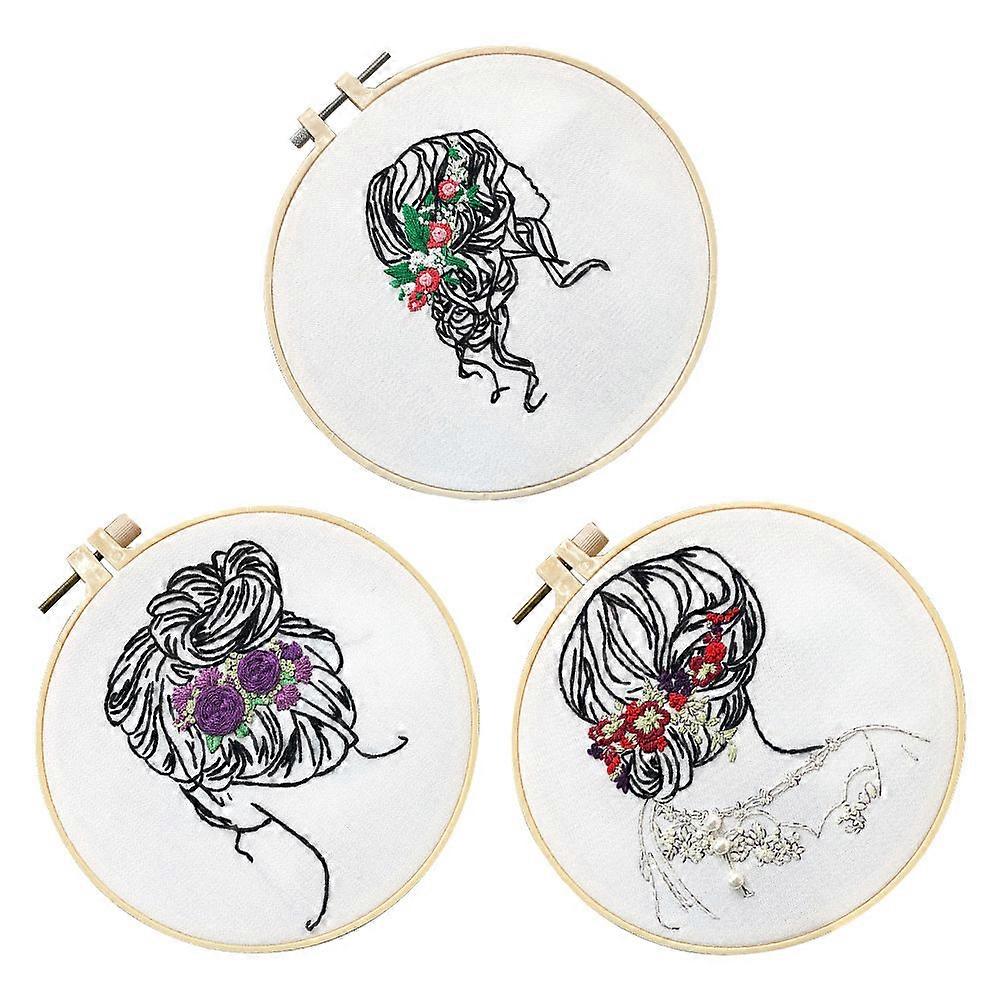 Cross Stitch Embroidery Set 3 Sets Adults Starter Design 15X15cm Multi Creative Fun