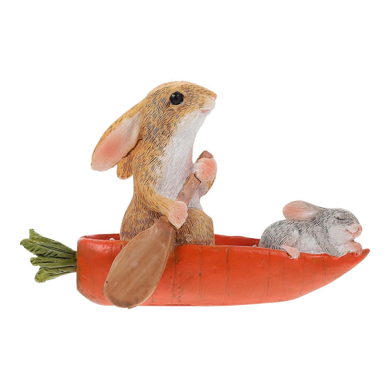 Miniature Figurines Bunny Rabbit Shape Ornaments Table Decoration 4X7.2X11CM Smooth Surface 1Set