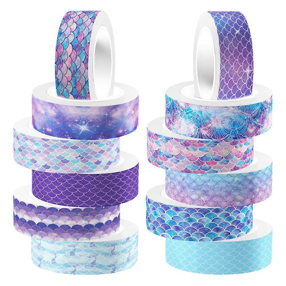 Mermaid Scale Washi Tape Decorative Craft Rolls for Scrapbooking, Journaling, and DIY Projects & Tear Design
