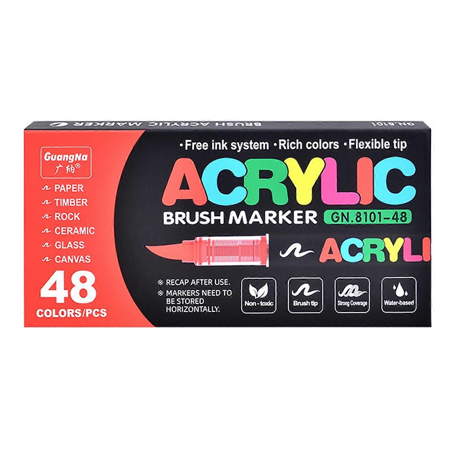 36/120 Colors Acrylic Paint Marker Brush Tip Pens For Paper Rock Ceramic Mug Wood Canvas Marking Pens - Art Markers