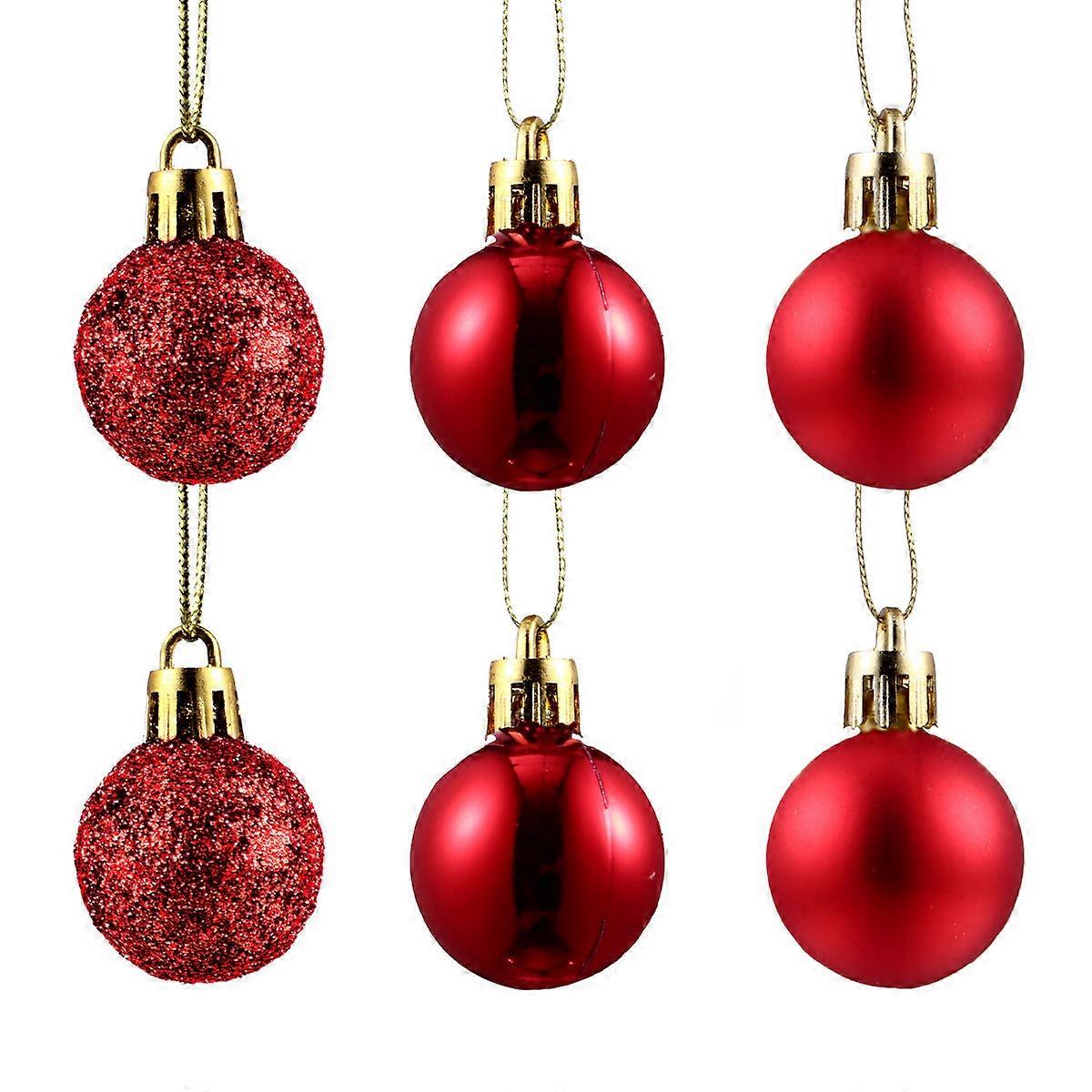Christmas Balls 48Pcs Hanging Decor Round Shape For Tree Decorations Lightweight Red Plastic Material