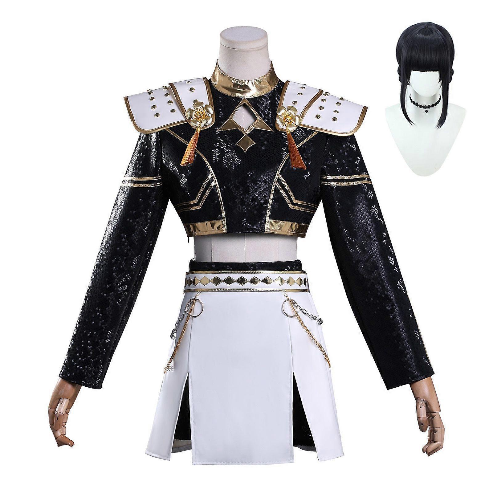 KPop デーモンハンターズゾーイコスプレコスチュームセットハロウィンパーティーファンシードレスレディースブラック_c